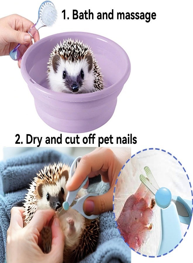 JSLZF Hedgehog Bath Supplies Grooming Kit: Foldable Bathtub, Nail Clippers, Bathing Brushes, Towel for Hedgehog Small Pets like Guinea Pigs - Image 5